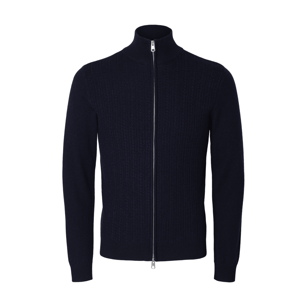 Selected Homme Merino Wool Brushed Structure Zip Jumper